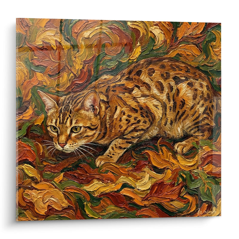 Tableau Chat Ocicat Fauve - Tourbillons Van Gogh - Edition chat Ocicat