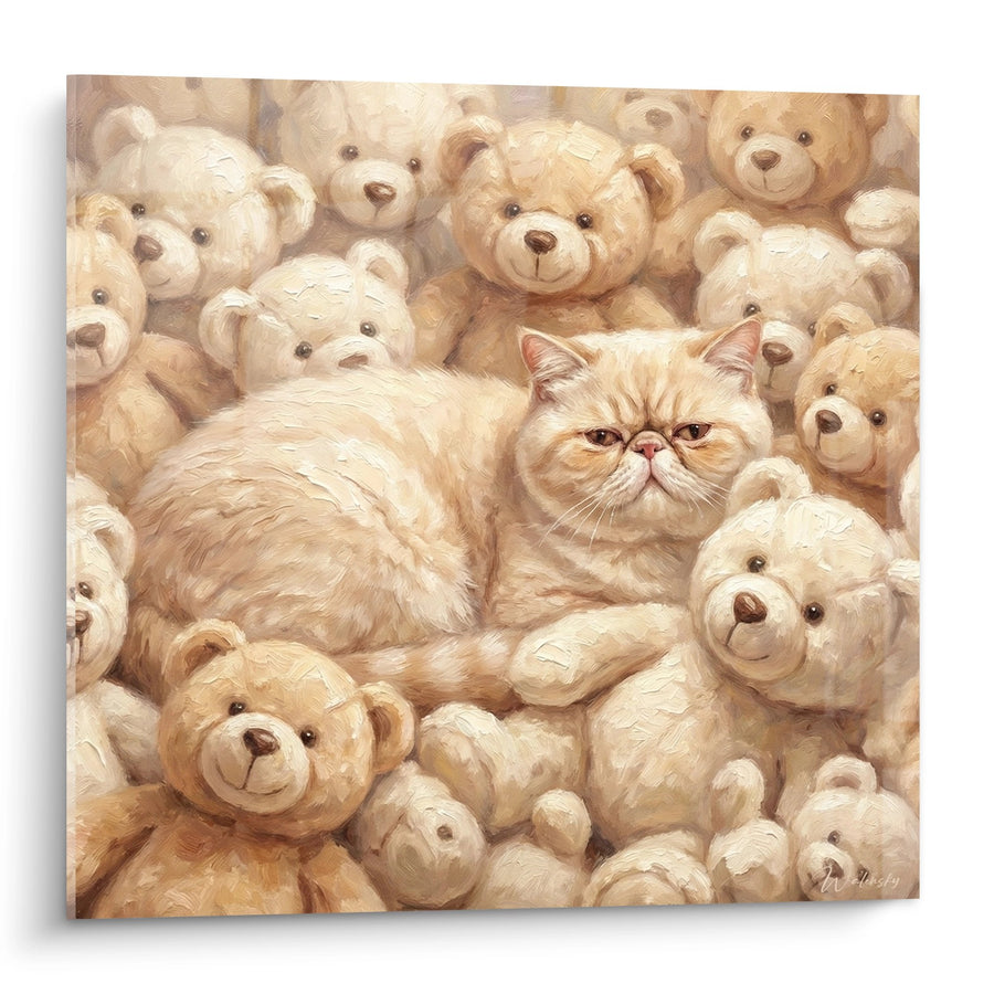 Obraz Kota Exotic Shorthair wśród Miśków - Troskliwa Delikatność - Edycja kota Exotic Shorthair