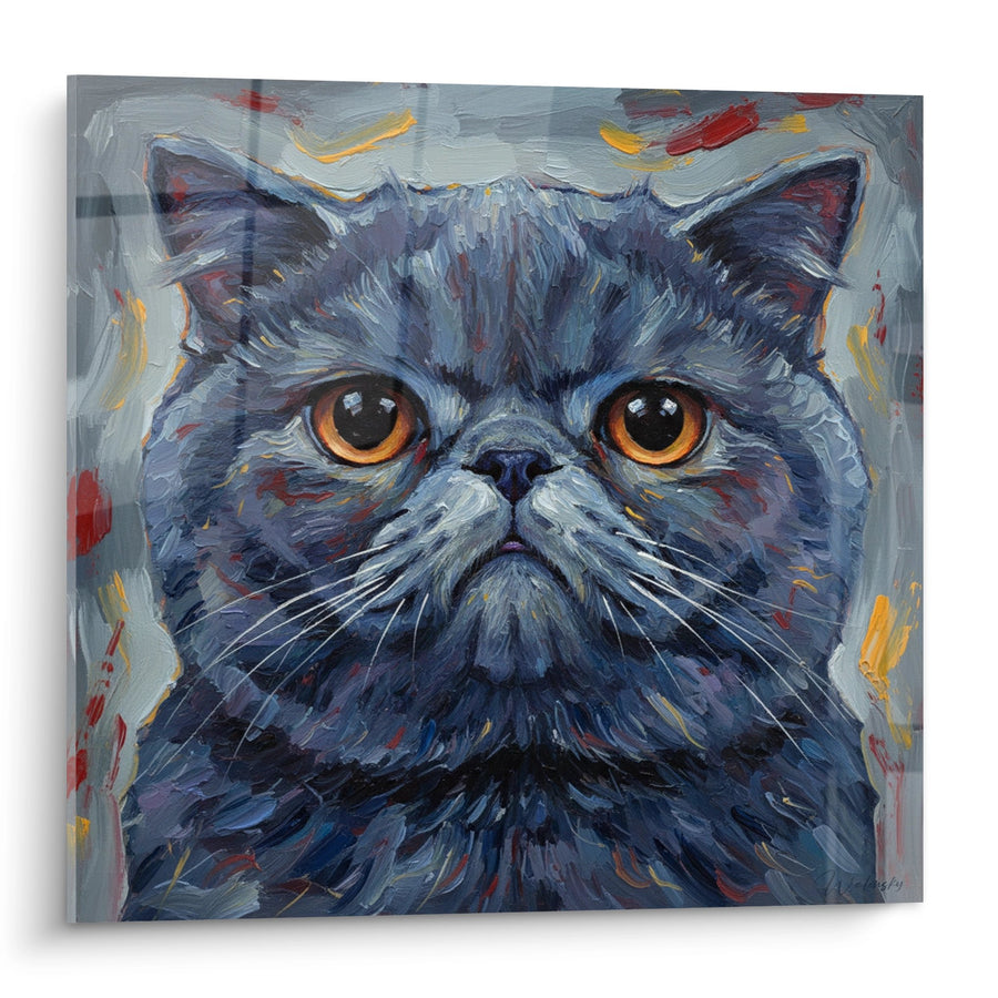 Tableau Chat Exotic Shorthair Bleu aux Yeux Ambrés - Portrait Expressif - Edition chat Exotic Shorthair
