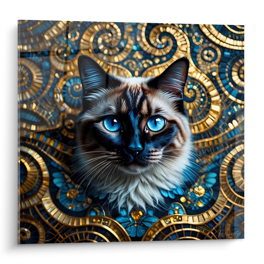 Tableau Chat Birman Mystique - Spirales Dorées - Edition chat Birman