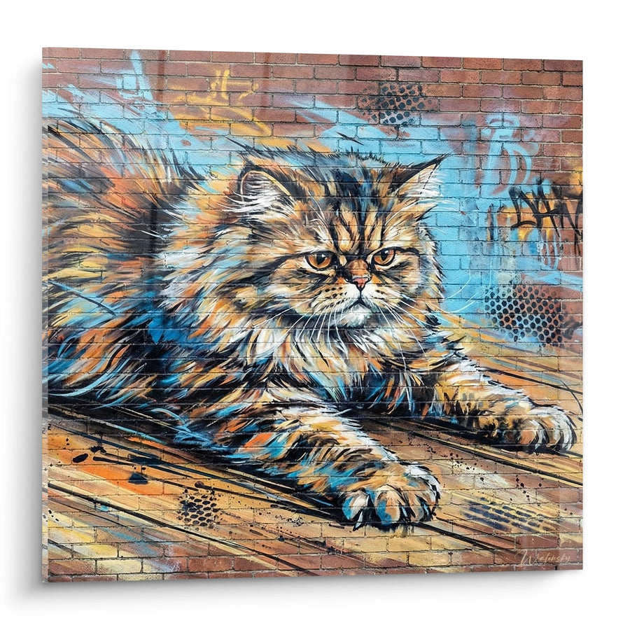 Tableau Chat Persan Street Art - Majesté Urbaine - Edition chat Persan
