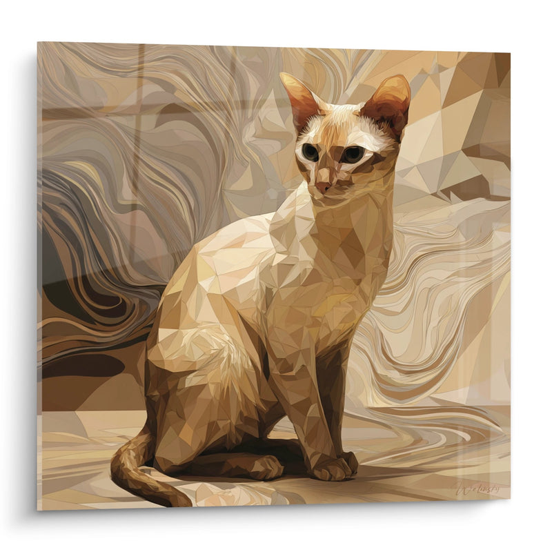 Sokoke Cat Polygonal Wall Art - Golden Geometric Art - Sokoke Cat Edition