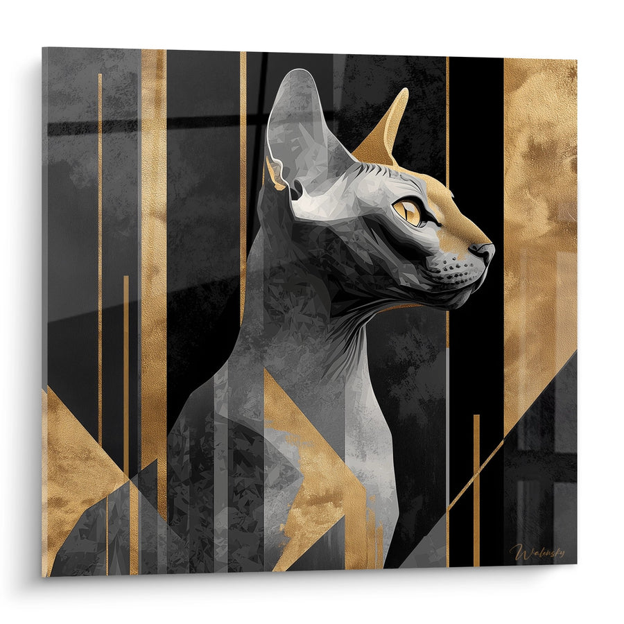 Tableau Chat Peterbald Art Déco - Élégance Moderne - Edition chat Peterbald