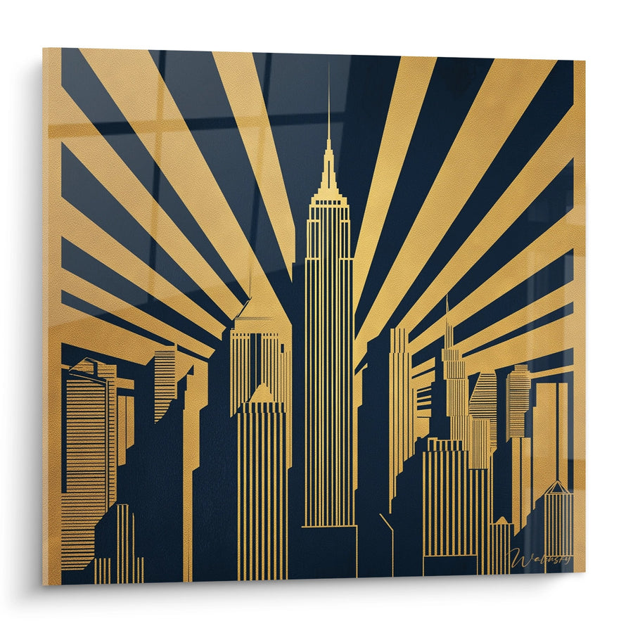 Tableau Gratte-ciel Art Déco - Rayons Dorés Manhattan - Edition Art déco