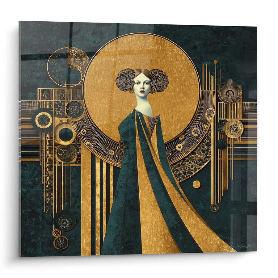Tableau Femme Art Déco - Déesse aux Motifs Dorés - Edition Art déco