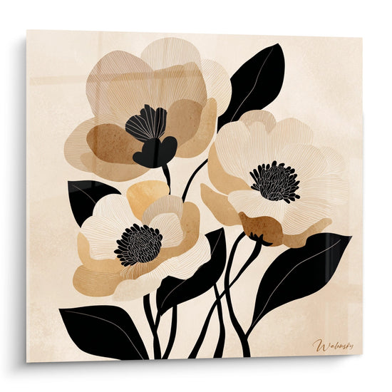 Tableau Fleurs Stylisées - Élégance Dorée - Edition Art déco