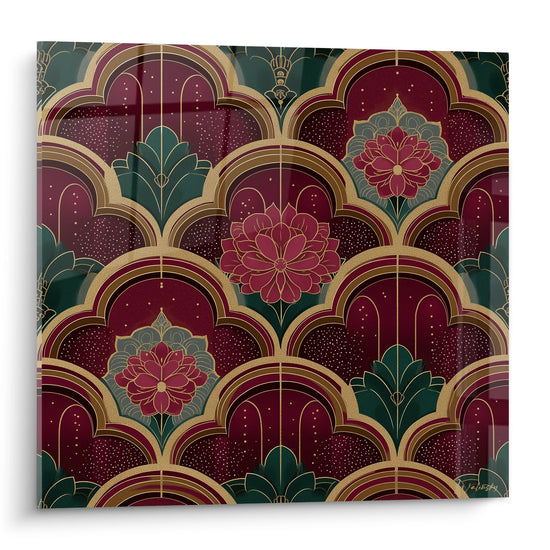 Tableau motifs géométriques orientaux - Arches dorées et fleurs stylisées - Edition Art déco