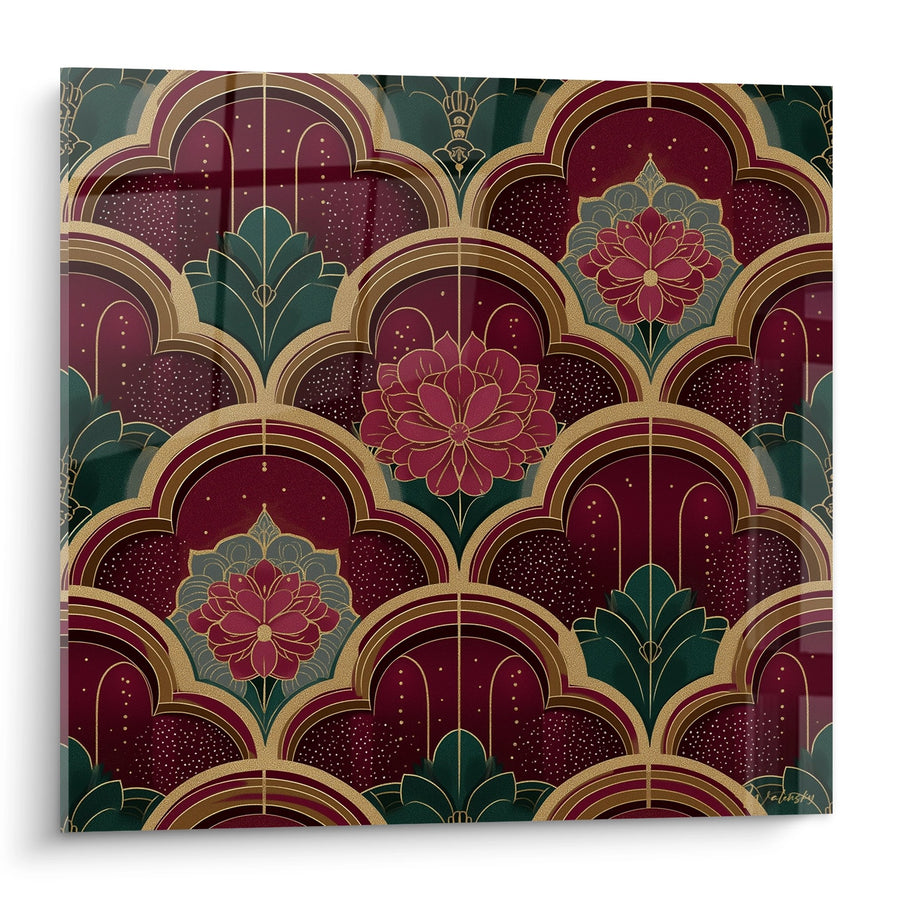 Tableau motifs géométriques orientaux - Arches dorées et fleurs stylisées - Edition Art déco