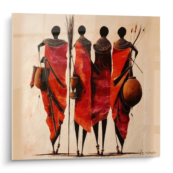 Maasai Krijgers Schilderij - Ancestrale Mars - Afrikaanse cultuur Editie