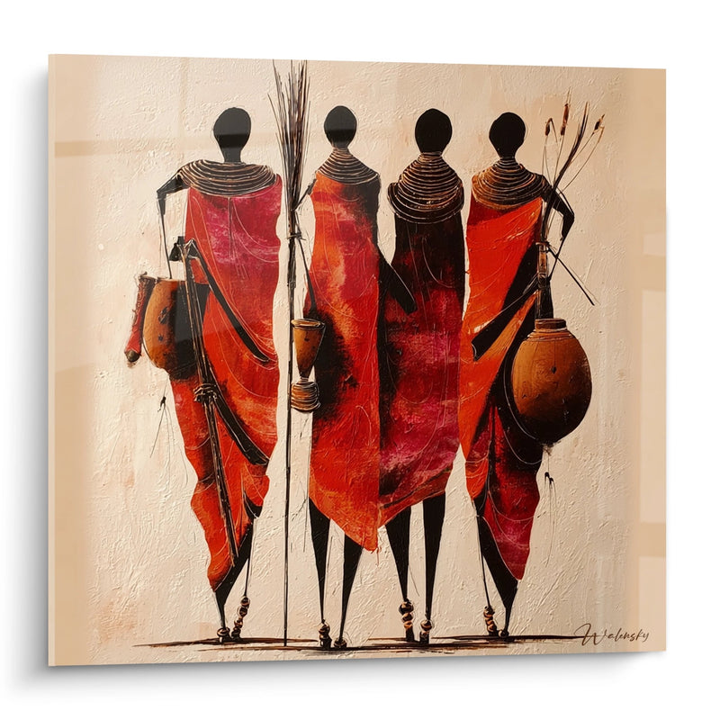 Gemälde Maasai-Krieger - Ahnenmarsch - Edition Afrikanische Kultur