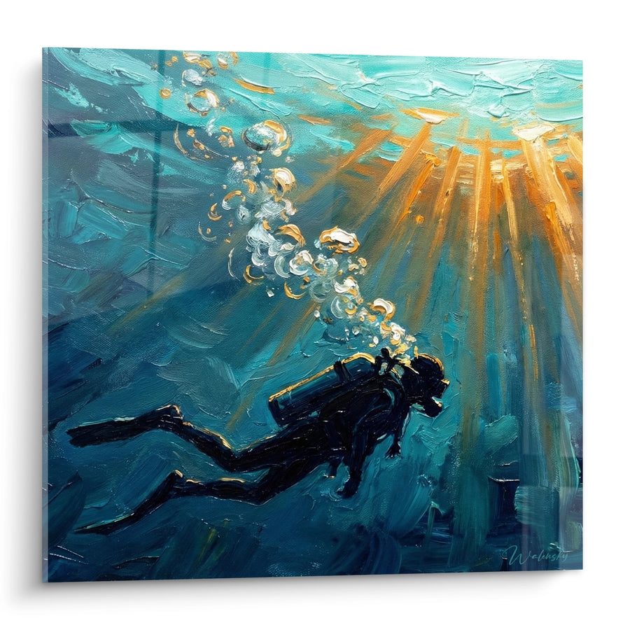 Tableau Plongeur sous-marin - Lumière des profondeurs - Edition plongée sous-marine