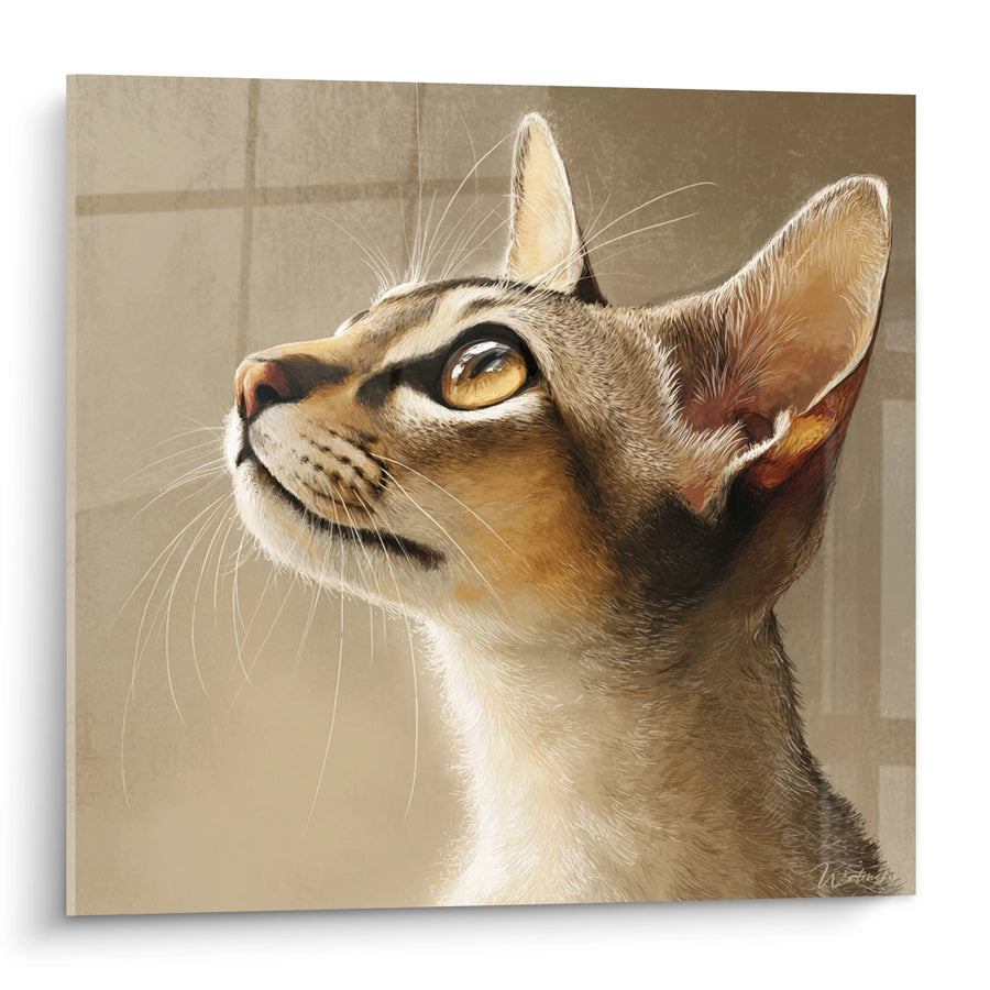 Chat Singapura di Tableau con sguardo contemplativo - Eleganza felina - Edizione chat Singapura