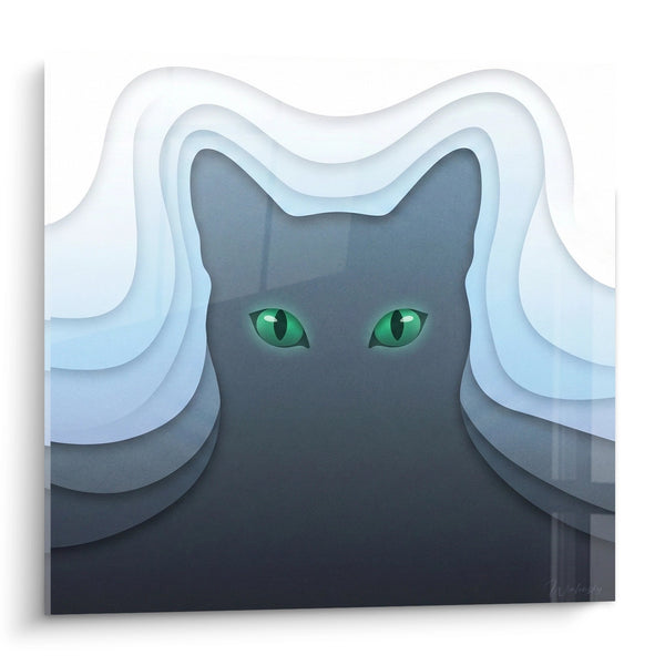 Tableau Chat Mystérieux aux Yeux Verts - Regard Émeraude - Edition chat Russian Blue