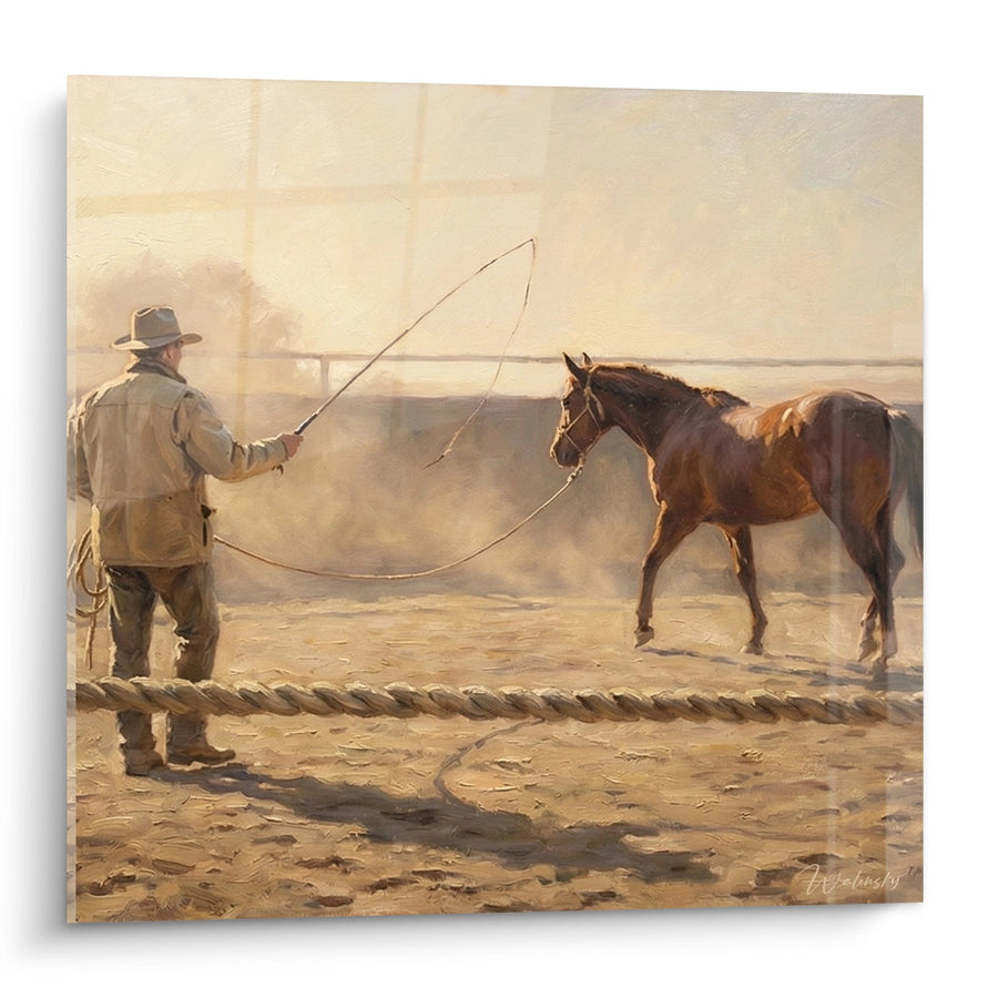 Tableau Dressage de Cheval - Le Cowboy et sa Monture - Edition équitation