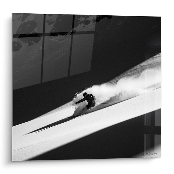 Obraz Narciarza w Świeżym Śniegu - Zjazd w Dziczy - Edycja Ski