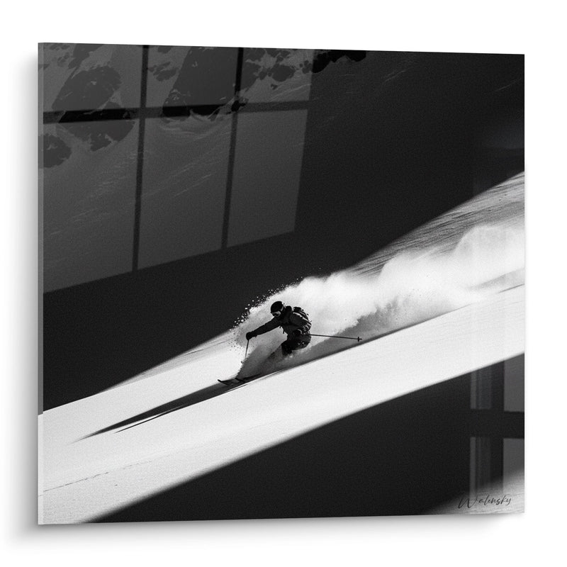 Skier in Powder Painting - Wild Descent - Ski Edition