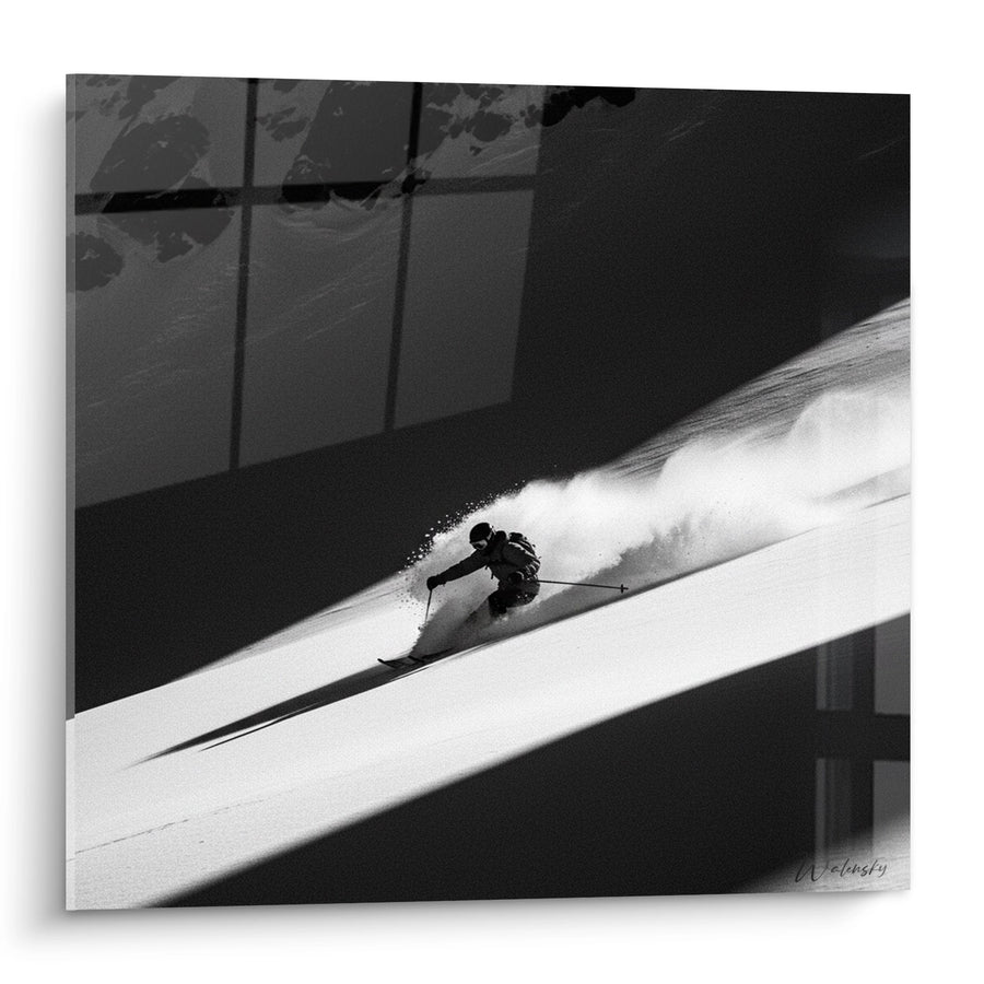 Schilderij Skiër Poedersneeuw - Wilde Afdaling - Ski Editie