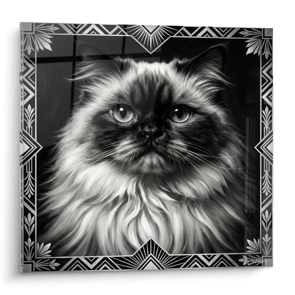 Cuadro Gato Himalaya Retrato Blanco y Negro - Majestad Felina - Edición gato Himalaya
