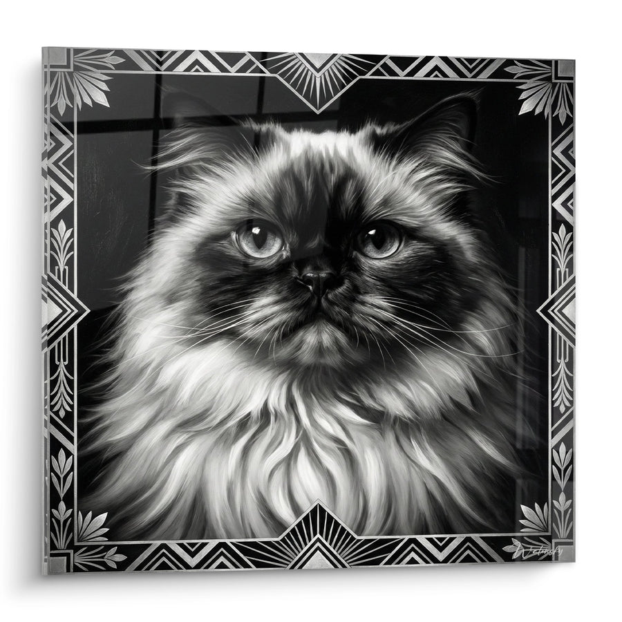 Tableau Chat Himalayan Portrait Noir et Blanc - Majesté Féline - Edition chat Himalayan