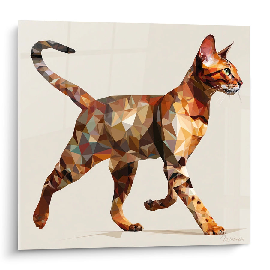Tableau Chat Polygonal - Art Géométrique Félin - Edition chat Serengeti