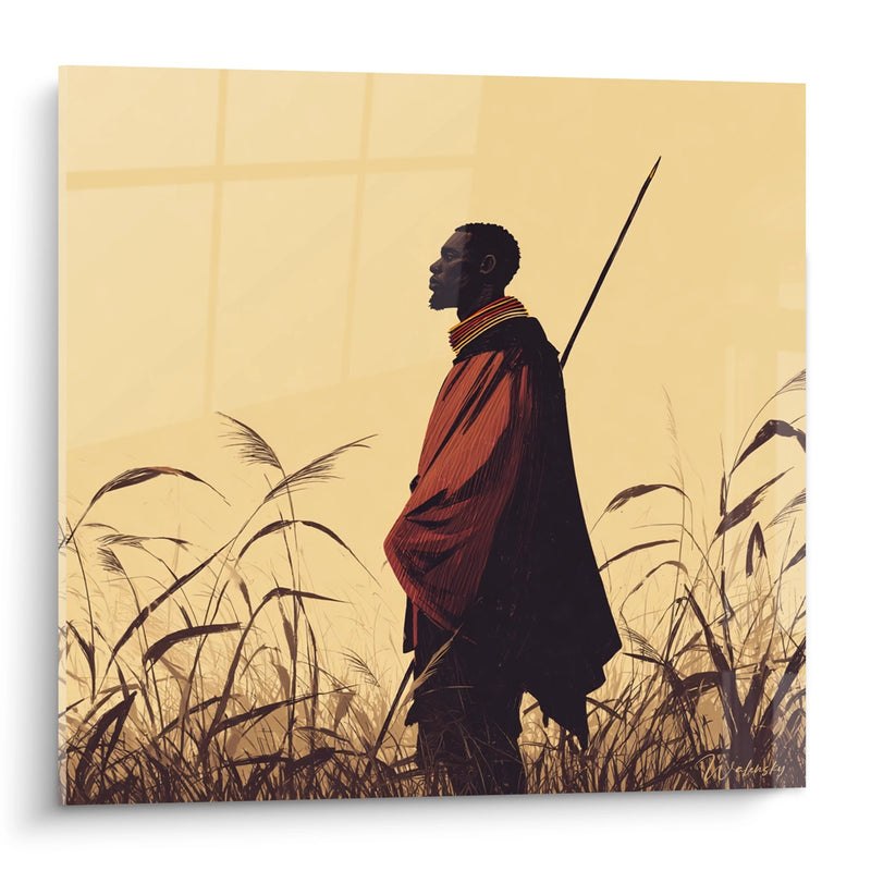 Masai Warrior Painting - Savanna Sentinel - African Culture Edition