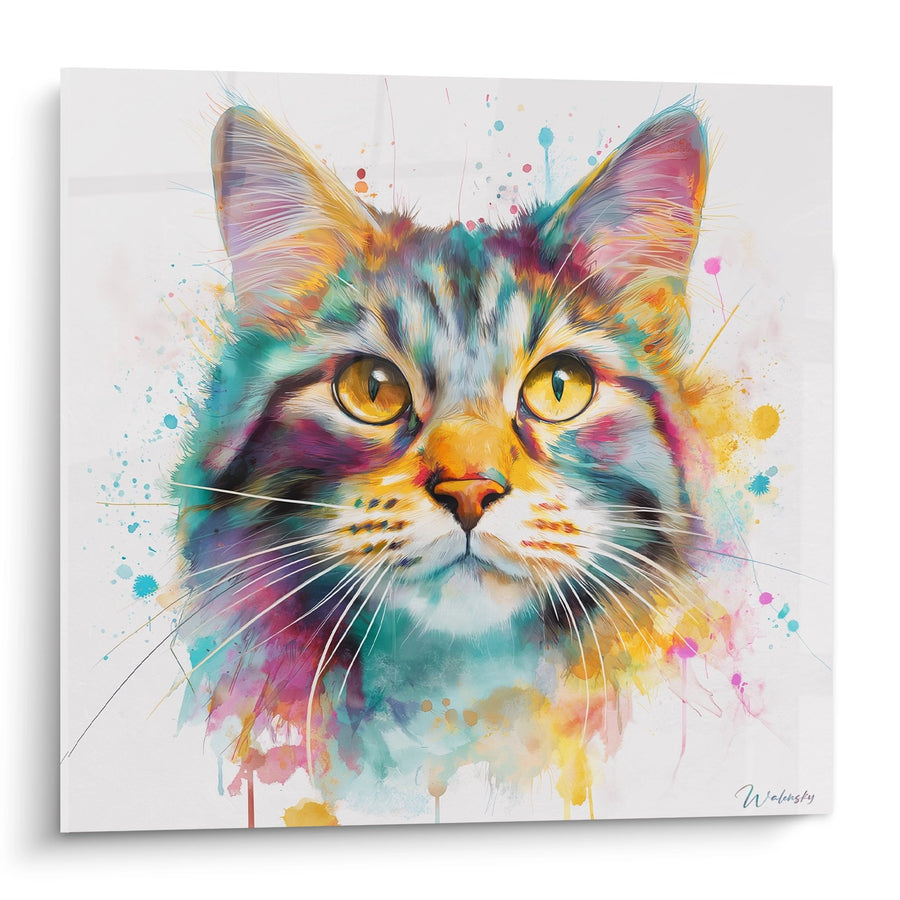Tableau Chat Multicolore Aquarelle - Explosion de Couleurs - Edition chat American Bobtail