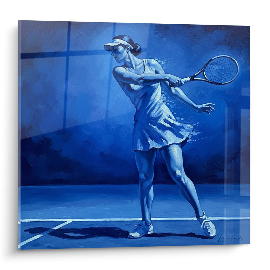 Tableau Joueuse de Tennis Féminin - Puissance Bleue - Edition Tennis