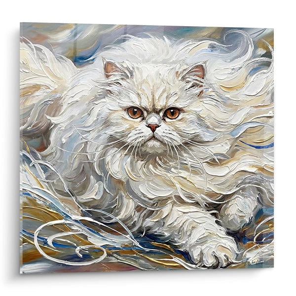 Cuadro Gato Persa Blanco con Ojos Ámbar - Torbellino Celeste - Edición gato Persa