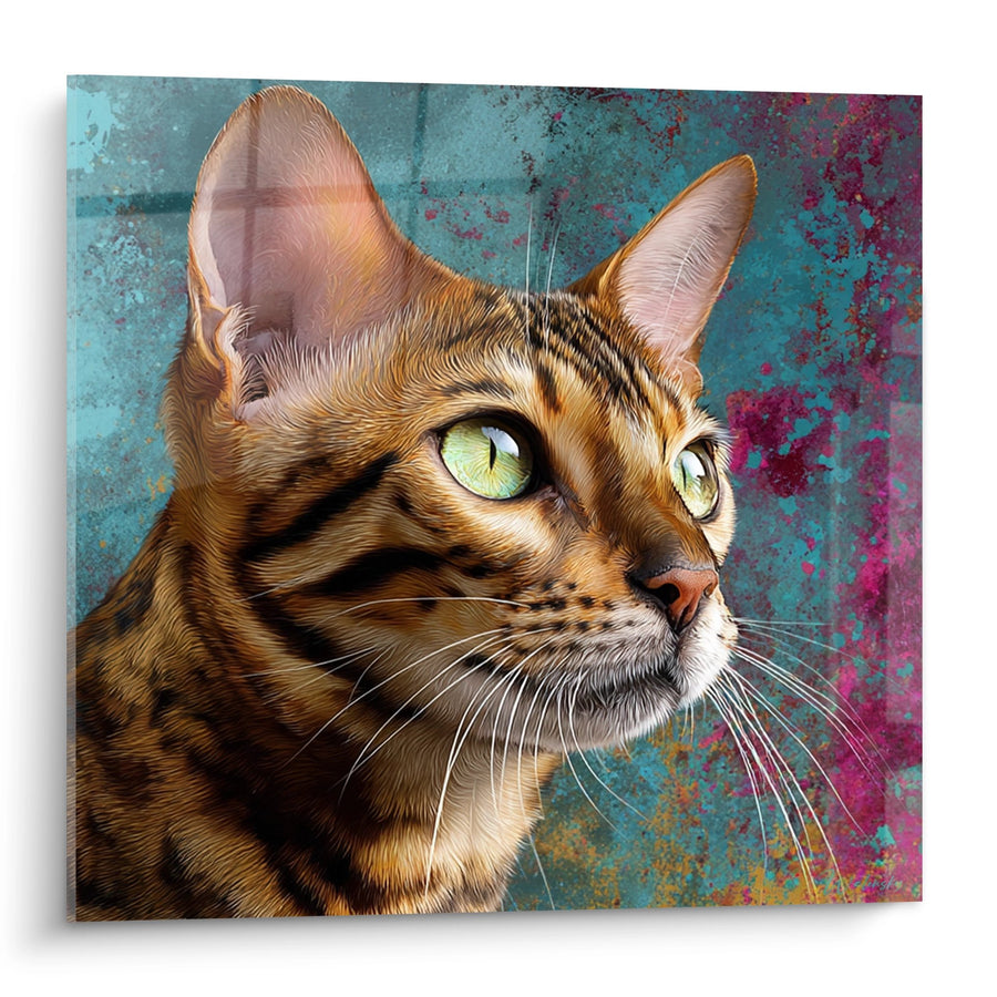 Tableau Chat Bengal Portrait Artistique - Regard Émeraude - Edition chat Bengal