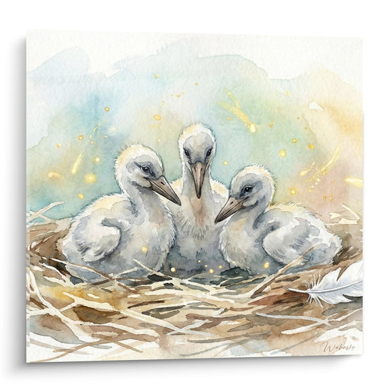 Tableau Cigogneaux en Nid - Trio Enchanteur - Edition Cigogne