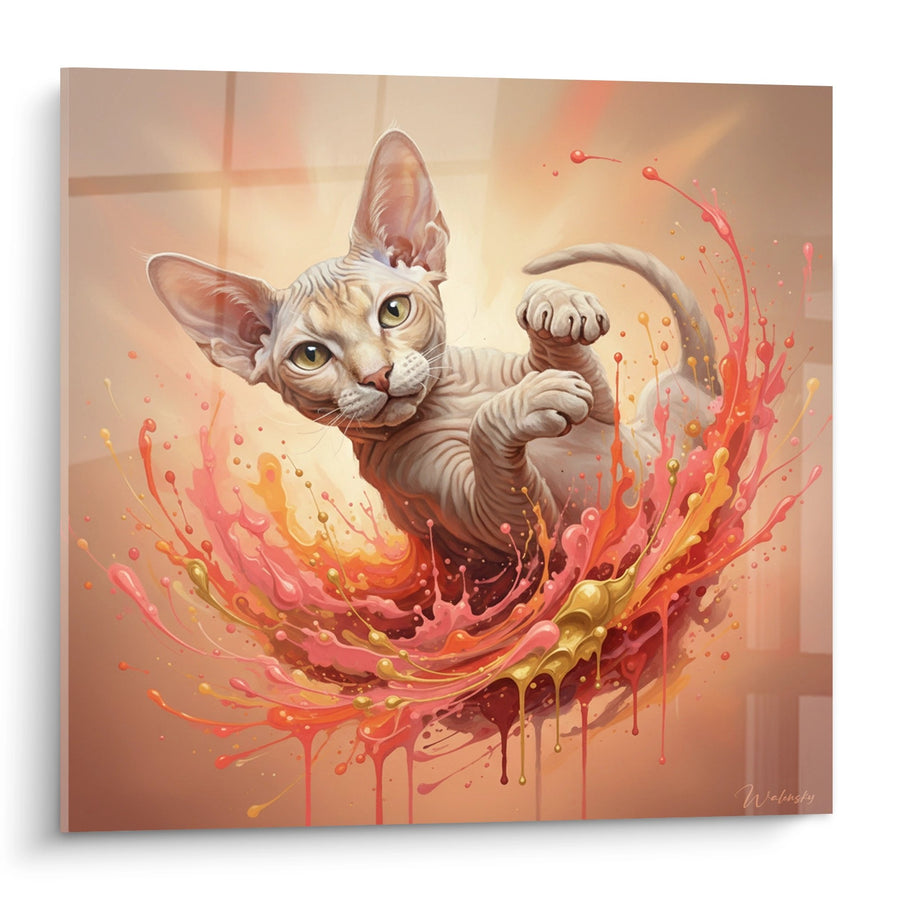 Tableau Chat Peterbald Artistique - Explosion de Couleurs - Edition chat Peterbald
