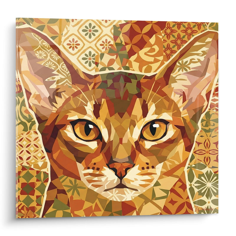 Tabella Chat Abyssin Mosaico - Arte Geometrica Dorata - Edizione chat Abyssin