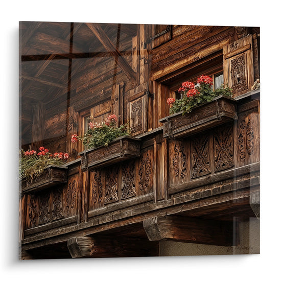 Cuadro Chalet Saboyano - Balcones Floreados con Geranios - Edición La Saboya