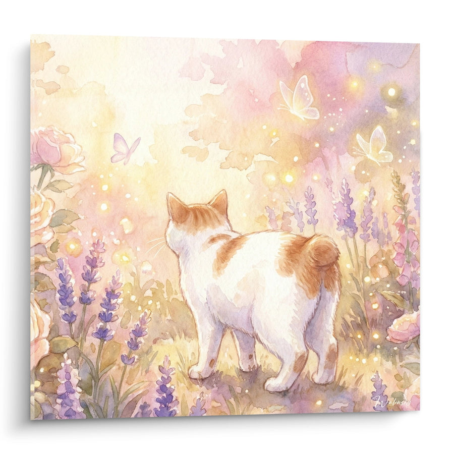Tableau Chat Manx dans Jardin Enchante - Reverie Florale - Edition chat Manx