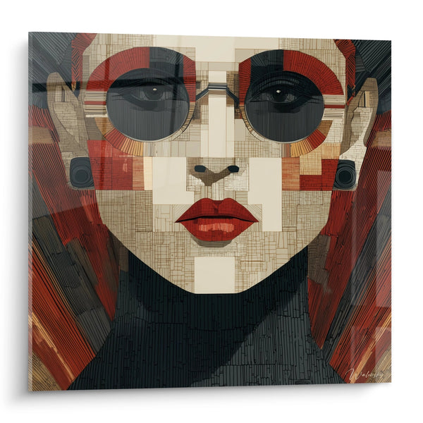 Portret Vrouw - Geometrische Mozaïek - Art Deco Editie