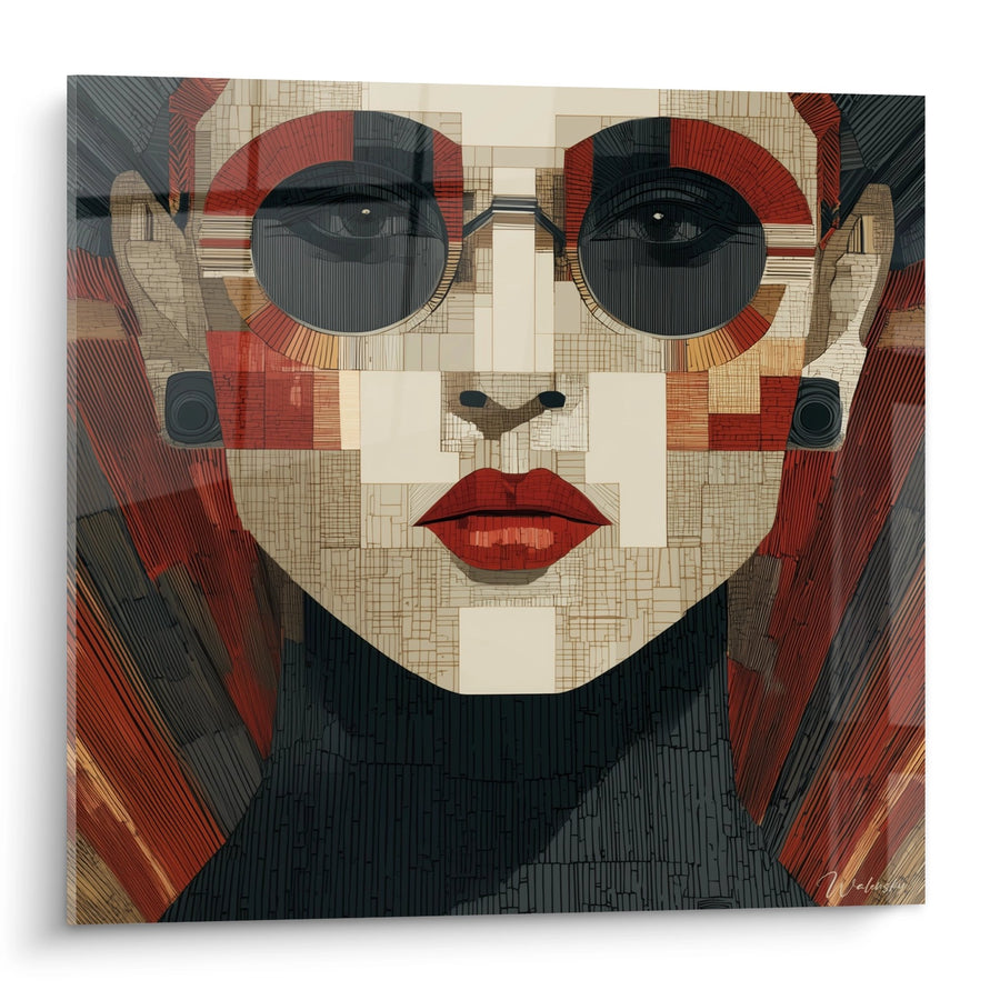Tableau Portrait Femme - Mosaïque Géométrique - Edition Art déco