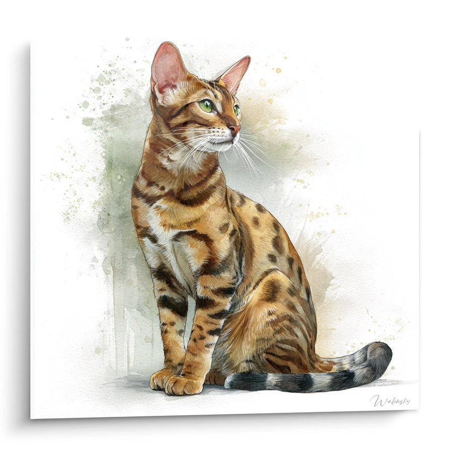 Tableau Chat Serengeti Aquarelle - Grâce Féline - Edition chat Serengeti