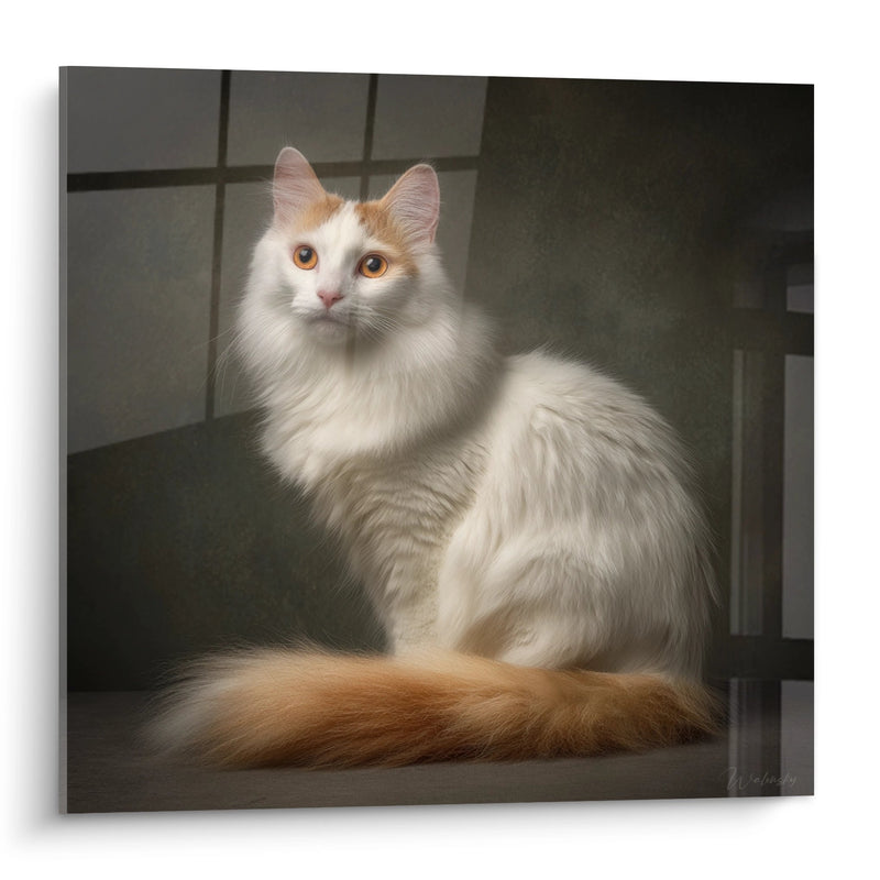 Turkish Van Cat Painting Elegant - Feline Grace - Turkish Van Cat Edition