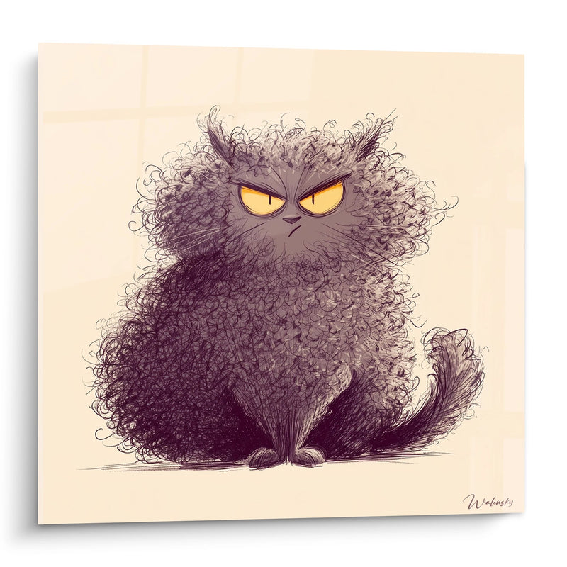 Tableau Chat Grognon aux Yeux Dorés - Colère Féline - Edition chat Selkirk Rex