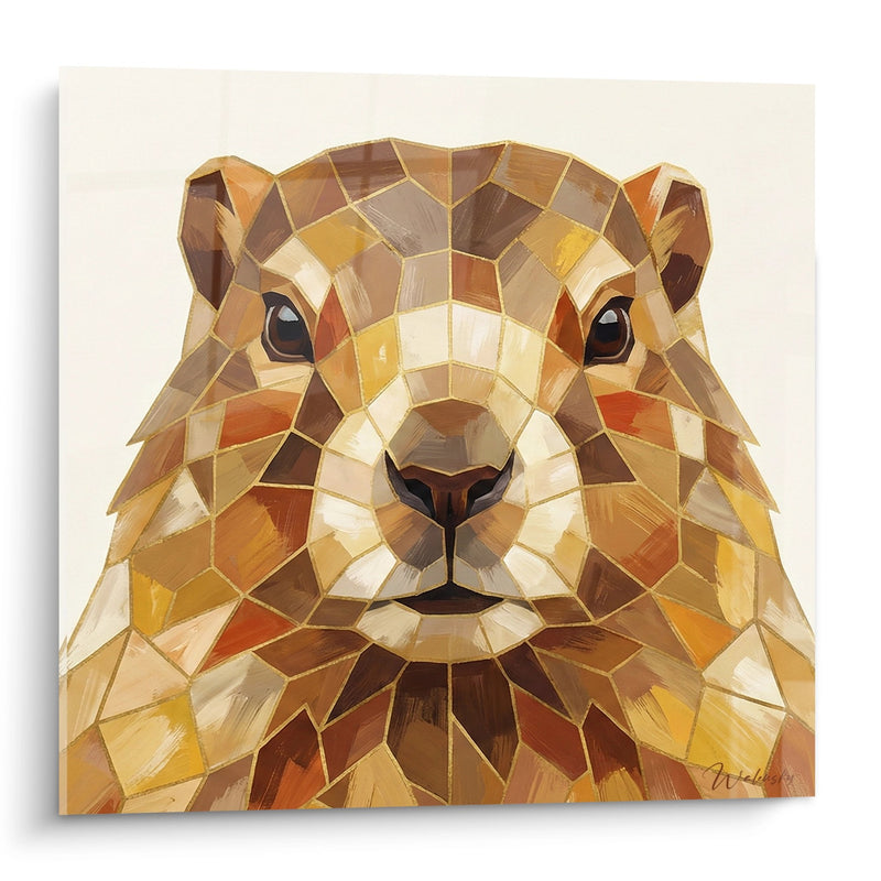 Geometric Marmot Painting - Alpine Polygonal Art - La Savoie Edition