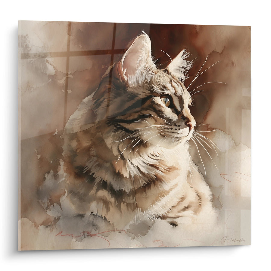 Tableau chat roux aux yeux verts - Lumière dorée - Edition chat American Bobtail