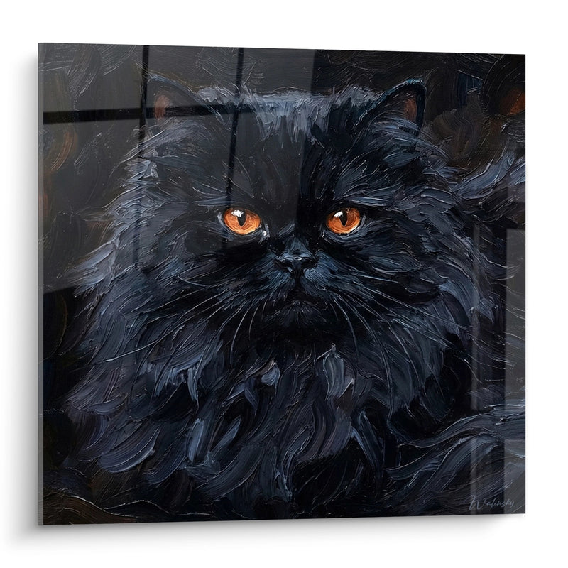 Tableau Chat Persan Noir aux Yeux Cuivrés - Regard Mystérieux - Edition chat Persan