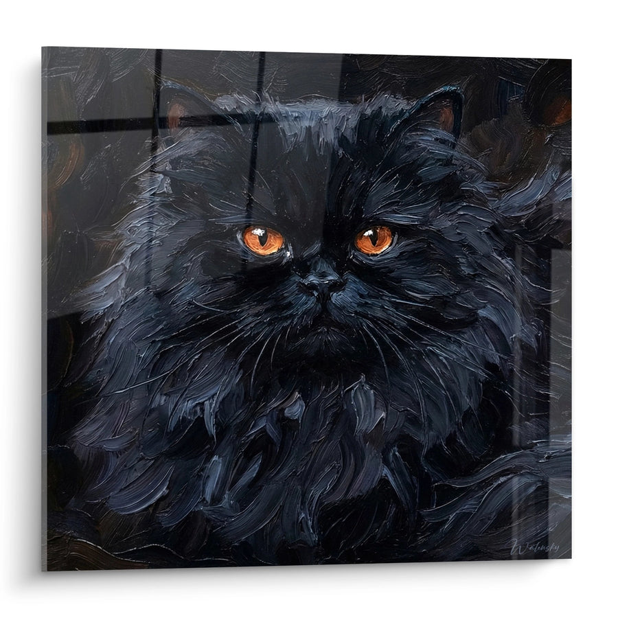 Tableau Chat Persan Noir aux Yeux Cuivrés - Regard Mystérieux - Edition chat Persan