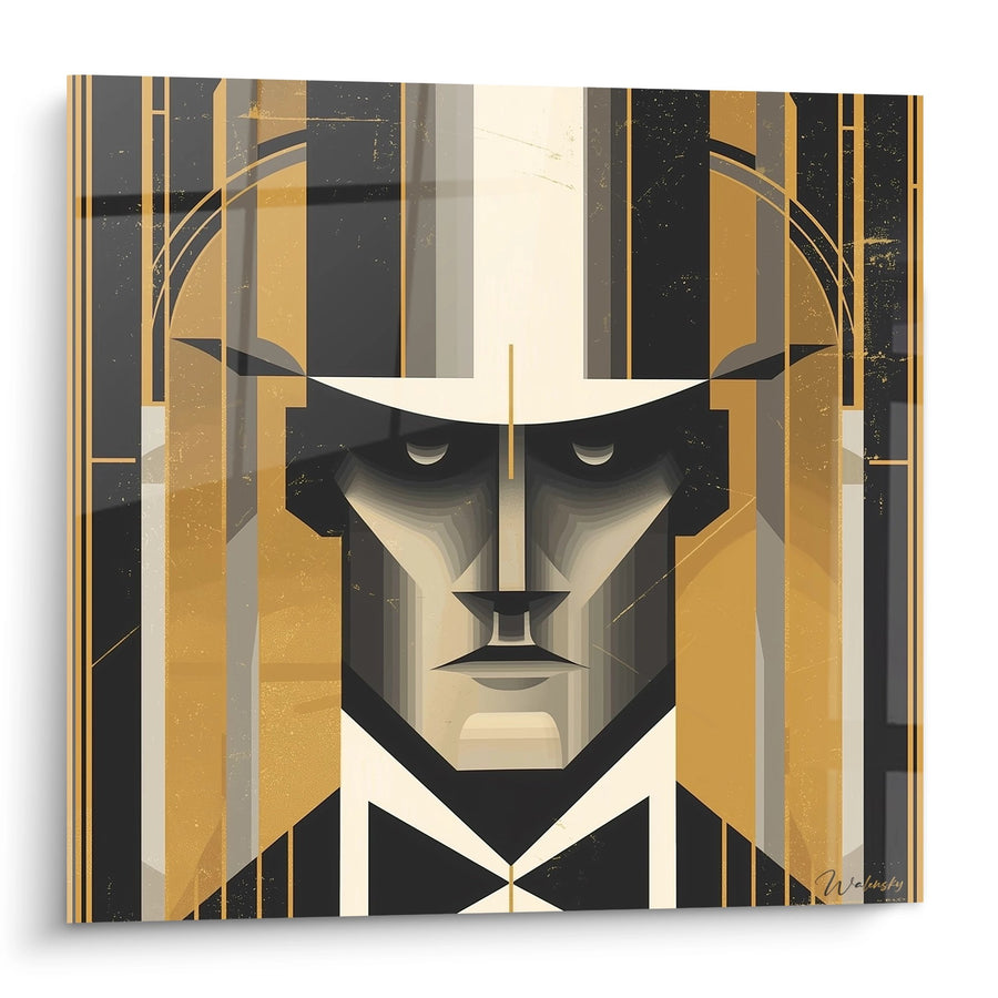 Tableau Portrait Géométrique - Visage Art Déco Doré - Edition Art déco