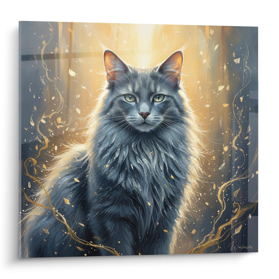 Tableau Chat Nebelung Mystique - Aura Dorée - Edition chat Nebelung