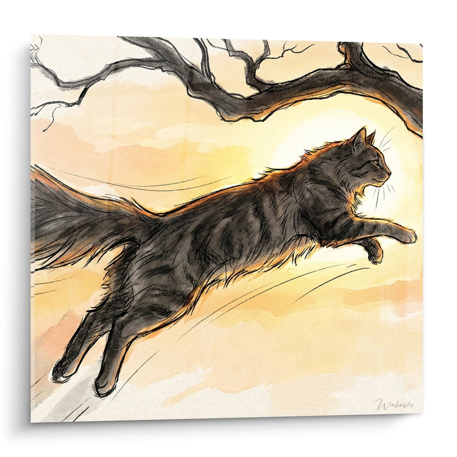 Tableau Chat Norwegian Forest Cat bondissant - Élan sauvage - Edition chat Norwegian Forest Cat