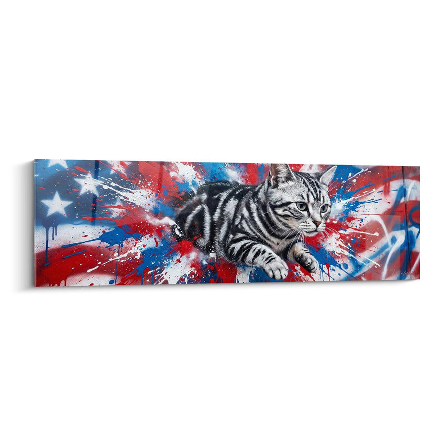 Tableau Chat American Shorthair Patriotique - Explosion Stars & Stripes - Edition chat American Shorthair