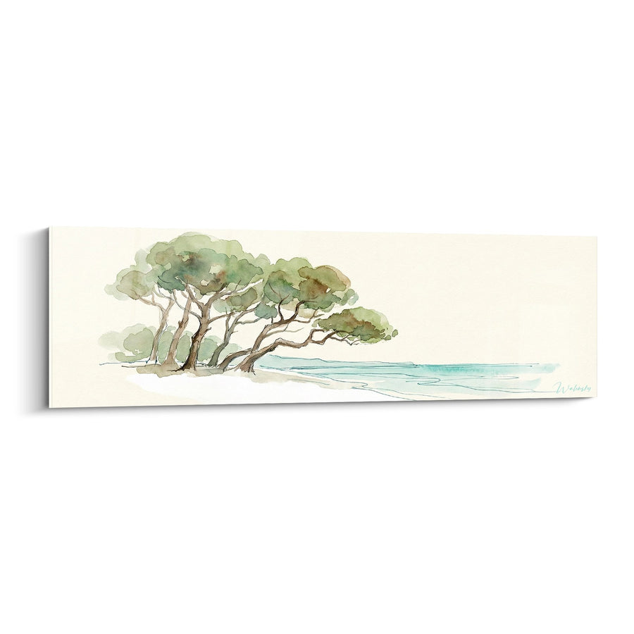 Tableau Pins Parasols Méditerranéens - Côte Corse Aquarelle - Edition Corse