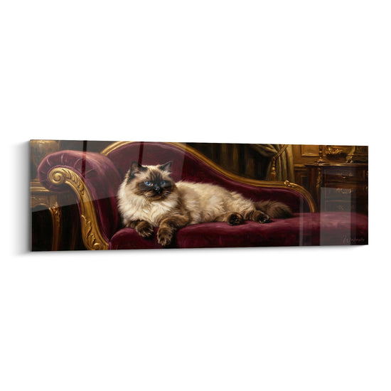 Cuadro Gato Himalaya en Sofá Victoriano - Elegancia Aristocrática - Edición gato Himalaya