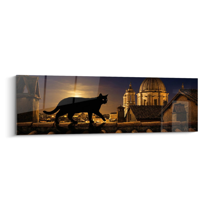Tableau Chat sur les Toits - Gardien Nocturne de la Cité - Edition chat European Shorthair